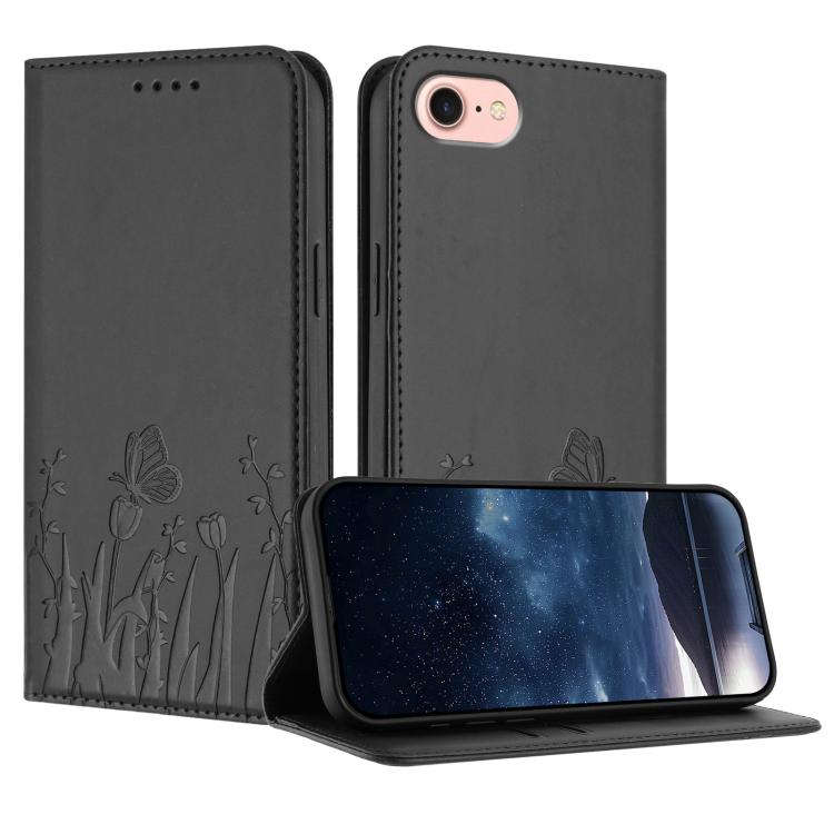 เคสโทรศัพท์หนังวีแกนแม่เหล็กลายดอกทิวลิปผีเสื้อ สำหรับ iPhone 17e / 16e, สำหรับ iPhone 17 Pro Max, สำหรับ iPhone 17 Pro, สำหรับ iPhone 17