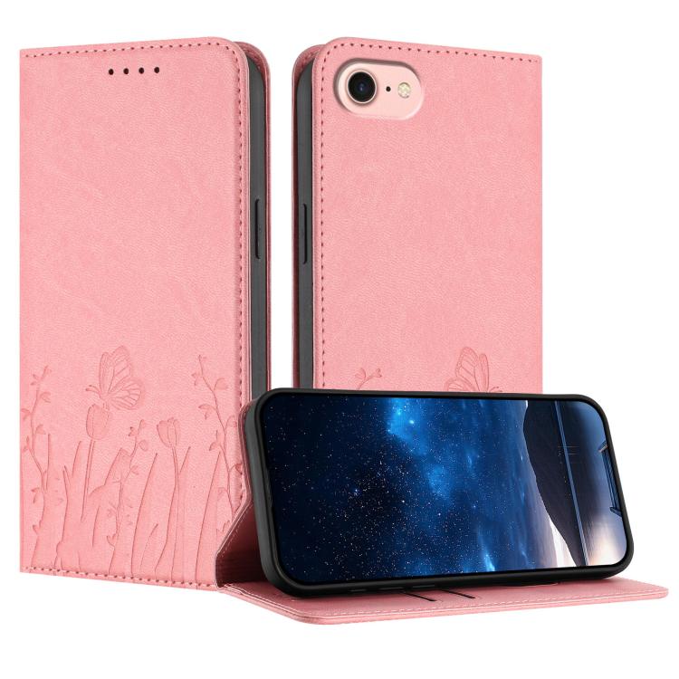 เคสโทรศัพท์หนังวีแกนแม่เหล็กลายดอกทิวลิปผีเสื้อ สำหรับ iPhone 17e / 16e, สำหรับ iPhone 17 Pro Max, สำหรับ iPhone 17 Pro, สำหรับ iPhone 17