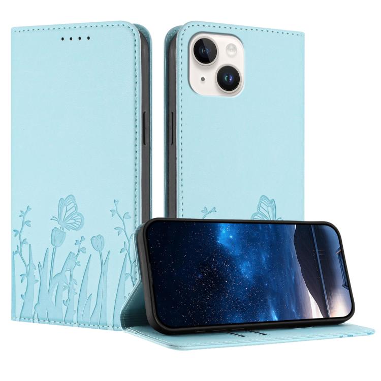 เคสโทรศัพท์หนังวีแกนลายดอกทิวลิปผีเสื้อแม่เหล็ก สำหรับ iPhone 15, สำหรับ iPhone 14 Plus, สำหรับ iPhone 14, สำหรับ iPhone 14 Pro
