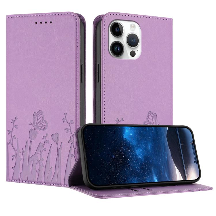 Tulips Butterfly Pattern Magnetic Vegan Leather Phone Case, For iPhone 14 Pro Max, For iPhone SE 2022 / SE 2020 / 7 / 8, For iPhone 13 Pro Max, For iPhone 13 Pro