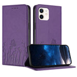 Tulips Butterfly Pattern Magnetic Vegan Leather Phone Case, For iPhone 13, For iPhone 13 mini, For iPhone 12 / 12 Pro, For iPhone 12 Pro Max