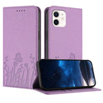Tulips Butterfly Pattern Magnetic Vegan Leather Phone Case, For iPhone 13, For iPhone 13 mini, For iPhone 12 / 12 Pro, For iPhone 12 Pro Max