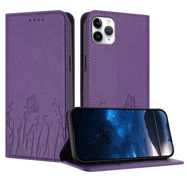 Tulips Butterfly Pattern Magnetic Vegan Leather Phone Case, For iPhone 12 mini, For iPhone 11 Pro Max, For iPhone 11, For iPhone 11 Pro
