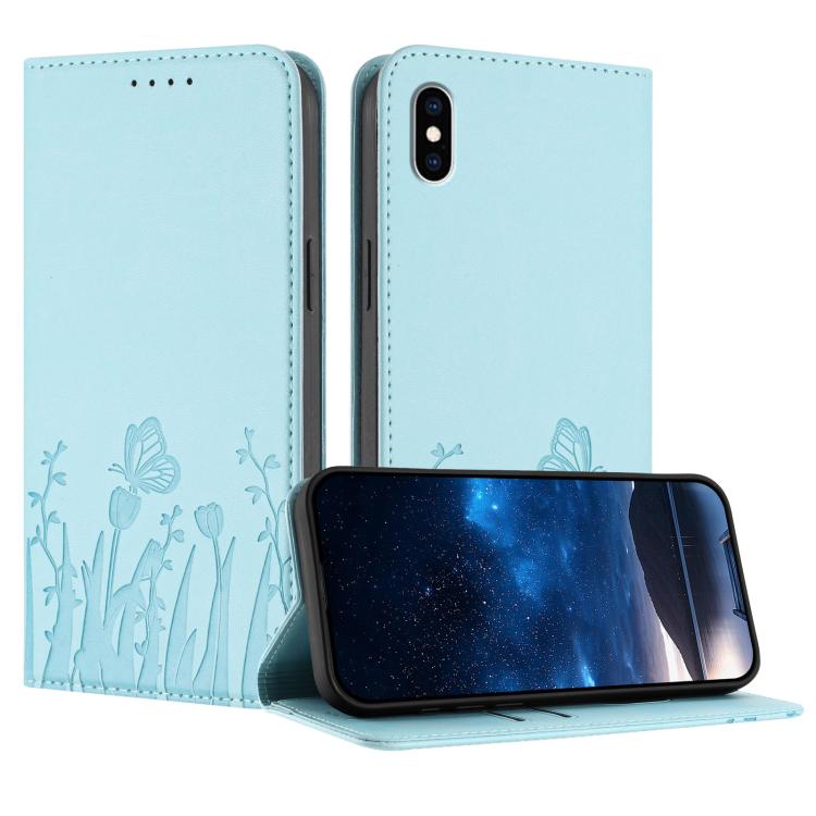 Tulips Butterfly Pattern Magnetic Vegan Leather Phone Case, For iPhone X / XS, For iPhone XS Max, For iPhone XR, For iPhone 8 Plus / 7 Plus