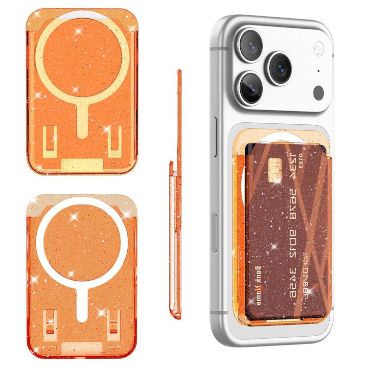Glitter Clear Magnetic Phone Back Sticker Card Slots Bag