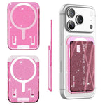 Glitter Clear Magnetic Phone Back Sticker Card Slots Bag