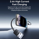 USAMS SJ778 สายชาร์จข้อมูล USB เป็น 8pin 2.4A ชาร์จเร็ว, USB เป็น 8pin