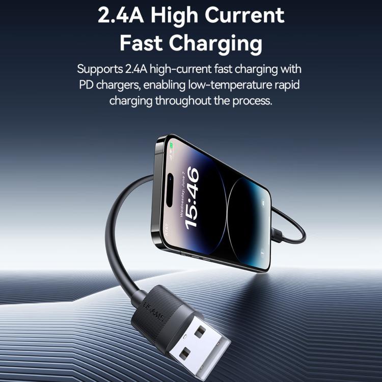 USAMS SJ778 สายชาร์จข้อมูล USB เป็น 8pin 2.4A ชาร์จเร็ว, USB เป็น 8pin
