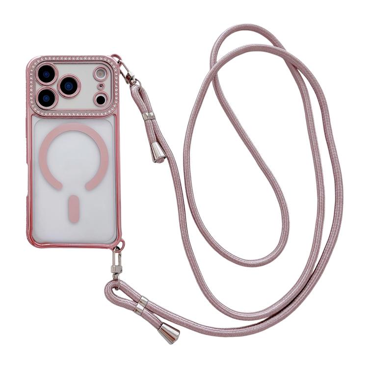 เคสโทรศัพท์แม่เหล็กอะคริลิคใสประดับเพชรพร้อมสายคล้องไหล่ด้านขวา สำหรับ iPhone 17 Pro Max, สำหรับ iPhone 17 Pro, สำหรับ iPhone 17, สำหรับ iPhone Air, สำหรับ iPhone 16 Pro Max, สำหรับ iPhone 16 Pro, สำหรับ iPhone 16 Plus, สำหรับ iPhone 16