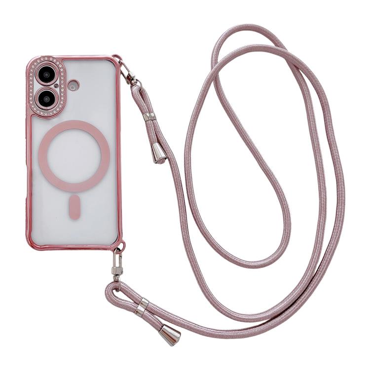 เคสโทรศัพท์แม่เหล็กอะคริลิคใสประดับเพชรพร้อมสายคล้องไหล่ด้านขวา สำหรับ iPhone 17 Pro Max, สำหรับ iPhone 17 Pro, สำหรับ iPhone 17, สำหรับ iPhone Air, สำหรับ iPhone 16 Pro Max, สำหรับ iPhone 16 Pro, สำหรับ iPhone 16 Plus, สำหรับ iPhone 16