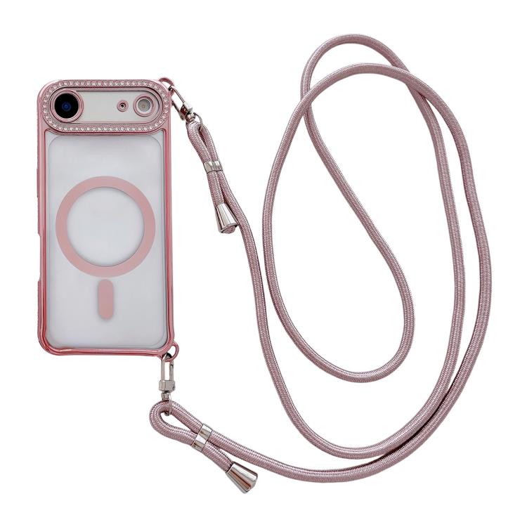 เคสโทรศัพท์แม่เหล็กอะคริลิคใสประดับเพชรพร้อมสายคล้องไหล่ด้านขวา สำหรับ iPhone 17 Pro Max, สำหรับ iPhone 17 Pro, สำหรับ iPhone 17, สำหรับ iPhone Air, สำหรับ iPhone 16 Pro Max, สำหรับ iPhone 16 Pro, สำหรับ iPhone 16 Plus, สำหรับ iPhone 16
