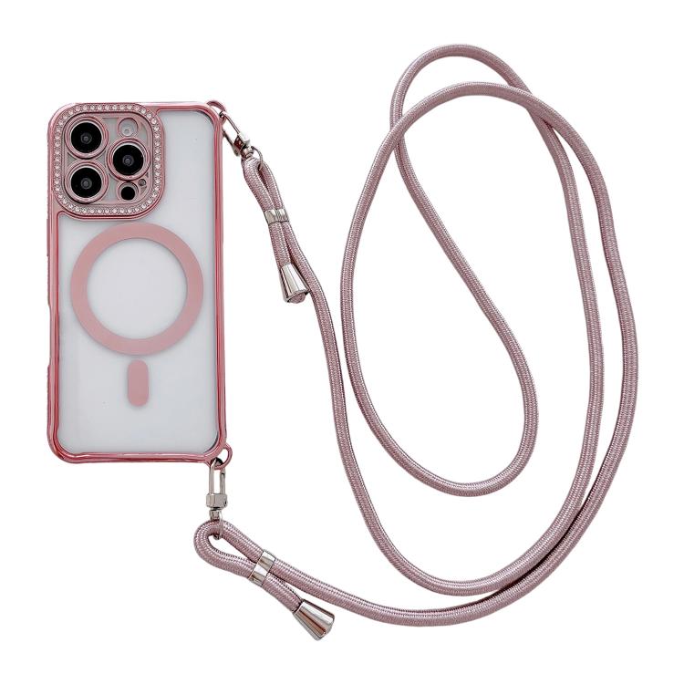 เคสโทรศัพท์แม่เหล็กอะคริลิคใสประดับเพชรพร้อมสายคล้องไหล่ด้านขวา สำหรับ iPhone 17 Pro Max, สำหรับ iPhone 17 Pro, สำหรับ iPhone 17, สำหรับ iPhone Air, สำหรับ iPhone 16 Pro Max, สำหรับ iPhone 16 Pro, สำหรับ iPhone 16 Plus, สำหรับ iPhone 16