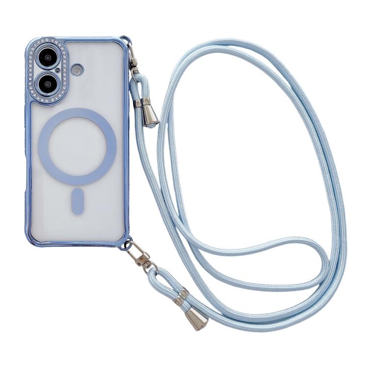 เคสโทรศัพท์แม่เหล็กอะคริลิคใสประดับเพชรพร้อมสายคล้องไหล่ด้านขวา สำหรับ iPhone 17 Pro Max, สำหรับ iPhone 17 Pro, สำหรับ iPhone 17, สำหรับ iPhone Air, สำหรับ iPhone 16 Pro Max, สำหรับ iPhone 16 Pro, สำหรับ iPhone 16 Plus, สำหรับ iPhone 16