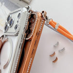เคสโทรศัพท์แม่เหล็กอะคริลิคใสประดับเพชรพร้อมสายคล้องไหล่ด้านขวา สำหรับ iPhone 17 Pro Max, สำหรับ iPhone 17 Pro, สำหรับ iPhone 17, สำหรับ iPhone Air, สำหรับ iPhone 16 Pro Max, สำหรับ iPhone 16 Pro, สำหรับ iPhone 16 Plus, สำหรับ iPhone 16