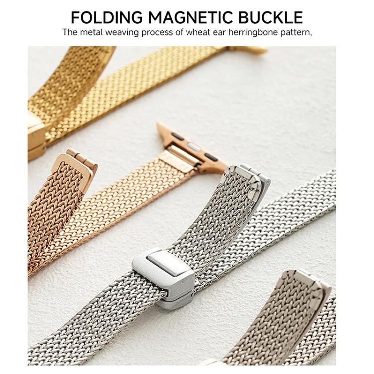 สายรัดนาฬิกา xDfind Wheat Ear Magnetic Buckle สแตนเลส สำหรับ Apple Watch 42 / 44 / 45 / 46 / 49 มม., สำหรับ Apple Watch 38 / 40 / 41 / S10 42 มม.