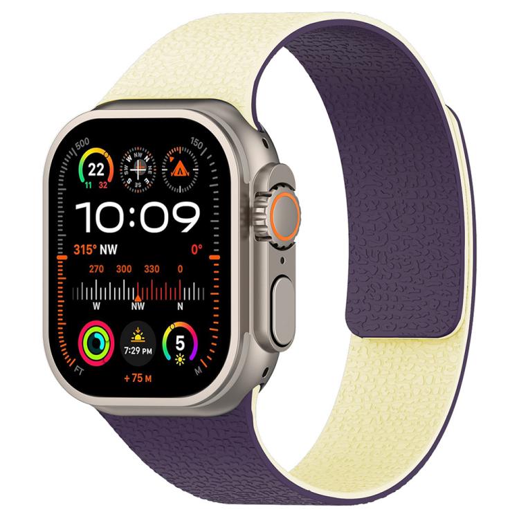 สายรัดนาฬิกา xDfind สีตัดกัน ลายผิวลิ้นจี่ Magnetic Silicone สำหรับ Apple Watch 42 / 44 / 45 / 46 / 49 มม., สำหรับ Apple Watch 38 / 40 / 41 / S11 42 มม.