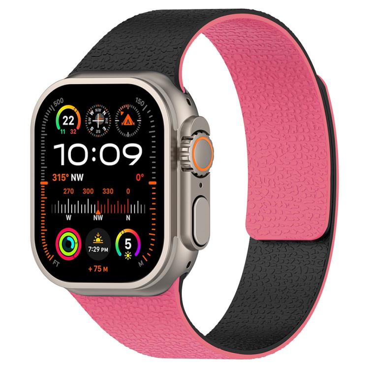 สายรัดนาฬิกา xDfind สีตัดกัน ลายผิวลิ้นจี่ Magnetic Silicone สำหรับ Apple Watch 42 / 44 / 45 / 46 / 49 มม., สำหรับ Apple Watch 38 / 40 / 41 / S11 42 มม.