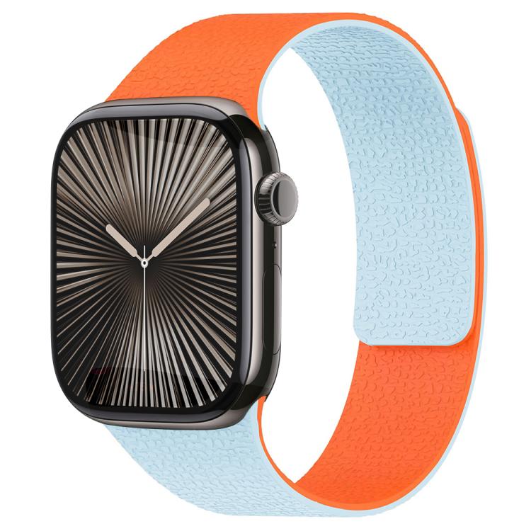 สายรัดนาฬิกา xDfind สีตัดกัน ลายผิวลิ้นจี่ Magnetic Silicone สำหรับ Apple Watch 42 / 44 / 45 / 46 / 49 มม., สำหรับ Apple Watch 38 / 40 / 41 / S11 42 มม.