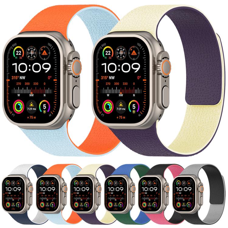 สายรัดนาฬิกา xDfind สีตัดกัน ลายผิวลิ้นจี่ Magnetic Silicone สำหรับ Apple Watch 42 / 44 / 45 / 46 / 49 มม., สำหรับ Apple Watch 38 / 40 / 41 / S11 42 มม.