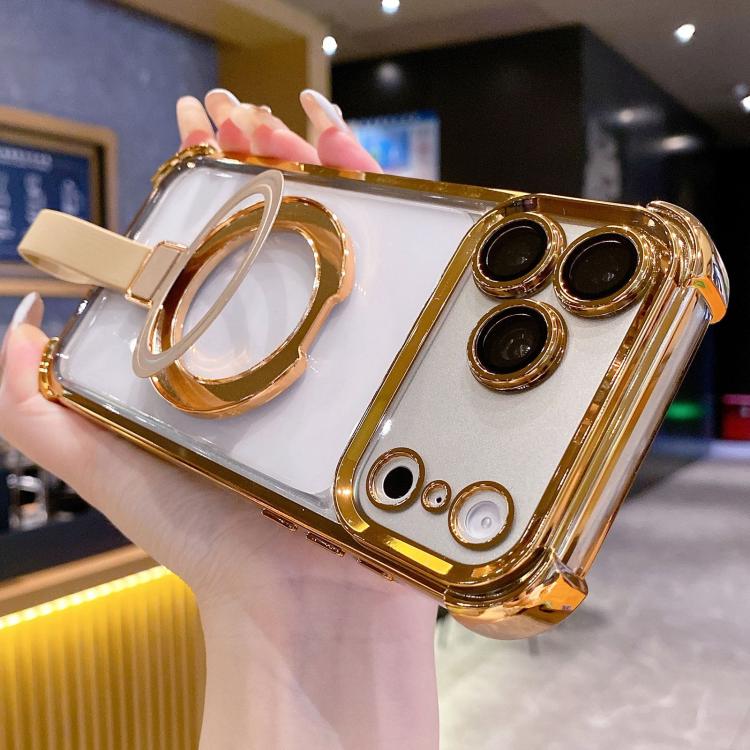 เคสโทรศัพท์แม่เหล็ก TPU + อะคริลิคพร้อมแหวนจับคริสตัลชิลด์ สำหรับ iPhone 17 Pro Max, สำหรับ iPhone 17 Pro, สำหรับ iPhone 17, สำหรับ iPhone Air, สำหรับ iPhone 16 Pro Max, สำหรับ iPhone 16 Pro