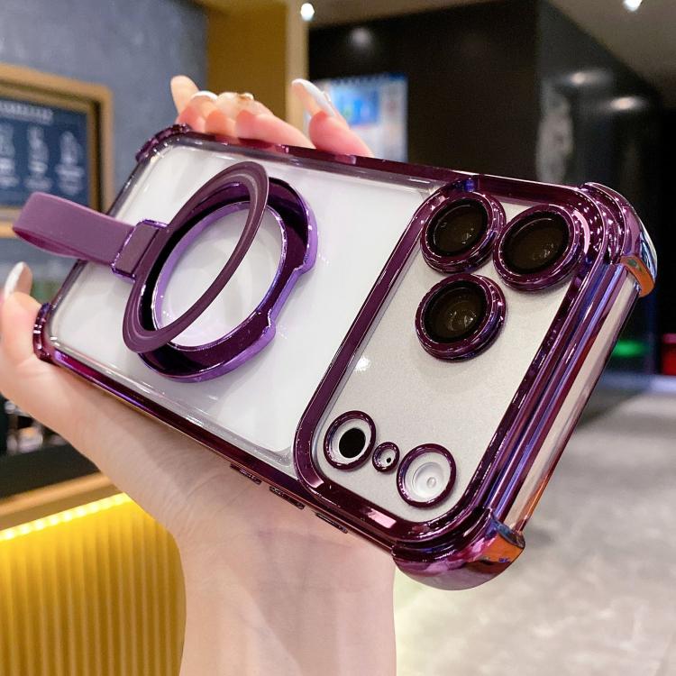 เคสโทรศัพท์แม่เหล็ก TPU + อะคริลิคพร้อมแหวนจับคริสตัลชิลด์ สำหรับ iPhone 17 Pro Max, สำหรับ iPhone 17 Pro, สำหรับ iPhone 17, สำหรับ iPhone Air, สำหรับ iPhone 16 Pro Max, สำหรับ iPhone 16 Pro