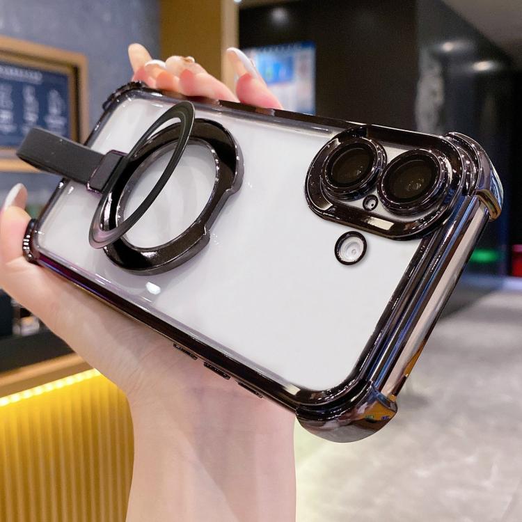 เคสโทรศัพท์แม่เหล็ก TPU + อะคริลิคพร้อมแหวนจับคริสตัลชิลด์ สำหรับ iPhone 17 Pro Max, สำหรับ iPhone 17 Pro, สำหรับ iPhone 17, สำหรับ iPhone Air, สำหรับ iPhone 16 Pro Max, สำหรับ iPhone 16 Pro