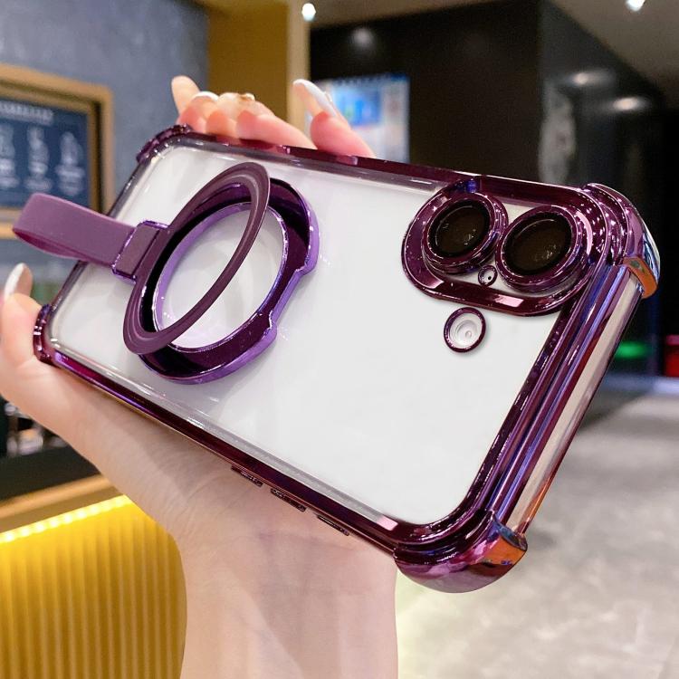 เคสโทรศัพท์แม่เหล็ก TPU + อะคริลิคพร้อมแหวนจับคริสตัลชิลด์ สำหรับ iPhone 17 Pro Max, สำหรับ iPhone 17 Pro, สำหรับ iPhone 17, สำหรับ iPhone Air, สำหรับ iPhone 16 Pro Max, สำหรับ iPhone 16 Pro