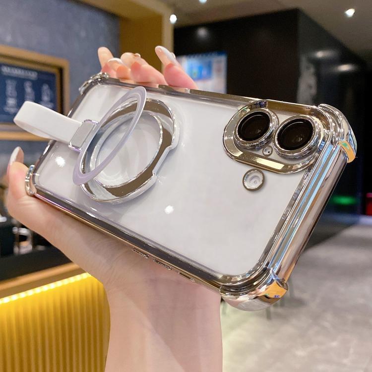 เคสโทรศัพท์แม่เหล็ก TPU + อะคริลิคพร้อมแหวนจับคริสตัลชิลด์ สำหรับ iPhone 16 Plus, สำหรับ iPhone 16, สำหรับ iPhone 15 Pro Max, สำหรับ iPhone 15 Pro, สำหรับ iPhone 15 Plus, สำหรับ iPhone 15