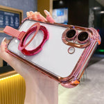เคสโทรศัพท์แม่เหล็ก TPU + อะคริลิคพร้อมแหวนจับคริสตัลชิลด์ สำหรับ iPhone 16 Plus, สำหรับ iPhone 16, สำหรับ iPhone 15 Pro Max, สำหรับ iPhone 15 Pro, สำหรับ iPhone 15 Plus, สำหรับ iPhone 15