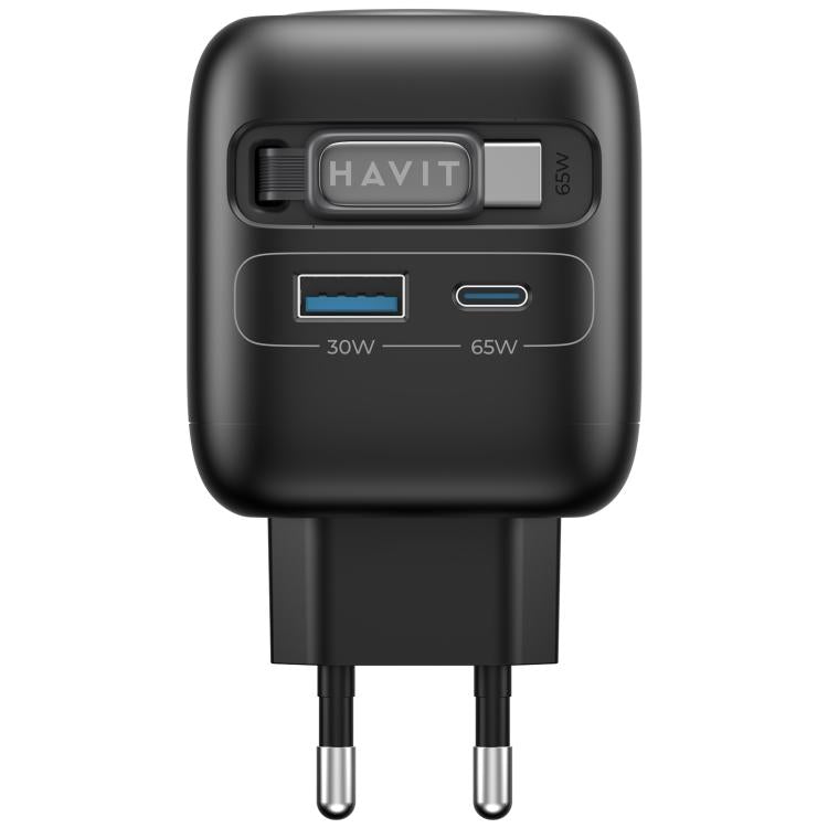 ที่ชาร์จเดินทาง Havit UC252 65W 3-in-1 GaN พร้อมสาย Type-C แบบเก็บได้ UC252(ปลั๊ก EU), UC252(ปลั๊ก US)
