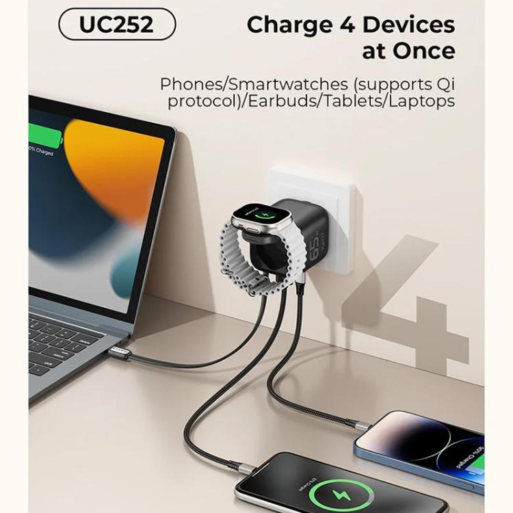 ที่ชาร์จเดินทาง Havit UC252 65W 3-in-1 GaN พร้อมสาย Type-C แบบเก็บได้ UC252(ปลั๊ก EU), UC252(ปลั๊ก US)