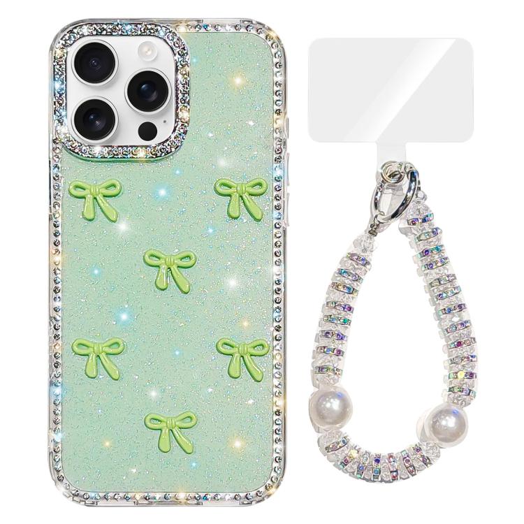 Sparkling IMD Colorful Bow Phone Case with Bracelet, For iPhone 13 Pro, For iPhone 13