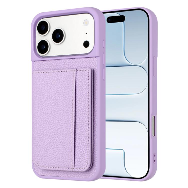 เคสโทรศัพท์ที่ใส่บัตรแม่เหล็กลายลิ้นจี่, สำหรับ iPhone 17 Pro Max, สำหรับ iPhone 17 Pro