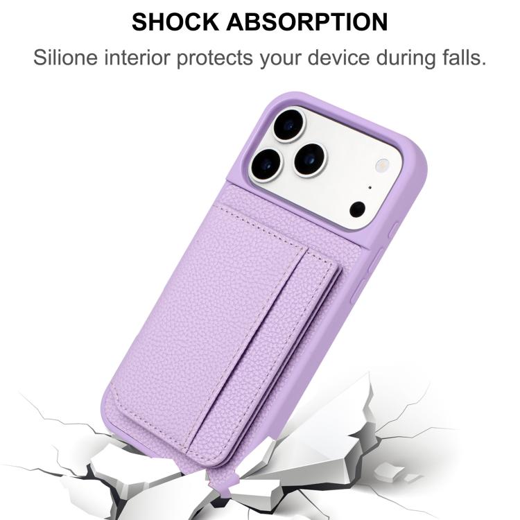 เคสโทรศัพท์ที่ใส่บัตรแม่เหล็กลายลิ้นจี่, สำหรับ iPhone 17 Pro Max, สำหรับ iPhone 17 Pro