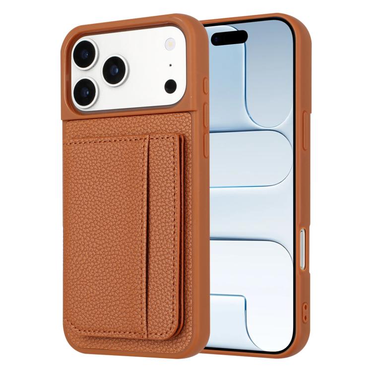 เคสโทรศัพท์ที่ใส่บัตรแม่เหล็กลายลิ้นจี่, สำหรับ iPhone 17 Pro Max, สำหรับ iPhone 17 Pro