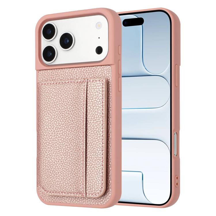 เคสโทรศัพท์ที่ใส่บัตรแม่เหล็กลายลิ้นจี่, สำหรับ iPhone 17 Pro Max, สำหรับ iPhone 17 Pro