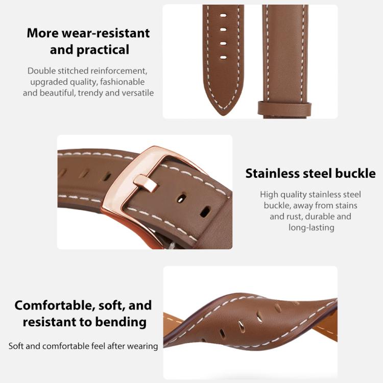 xDfind Rose Gold Buckle Black Shark Fine Grain Vegan Leather Watch Band, For Google Pixel Watch 4 / 3 / 2 / 1 41mm