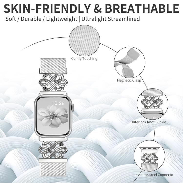 สายรัดนาฬิกา xDfind แบบถักไนลอนปมจีนพร้อมหัวเข็มขัดแม่เหล็ก สำหรับ Apple Watch ขนาด 42 / 44 / 45 / 46 / 49 มม., สำหรับ Apple Watch ขนาด 38 / 40 / 41 / S11 42 มม.