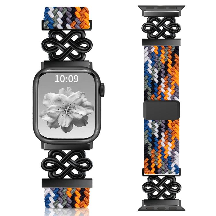 สายรัดนาฬิกา xDfind แบบถักไนลอนปมจีนรุ้งพร้อมหัวเข็มขัดแม่เหล็ก สำหรับ Apple Watch ขนาด 42 / 44 / 45 / 46 / 49 มม., สำหรับ Apple Watch ขนาด 38 / 40 / 41 / S11 42 มม.