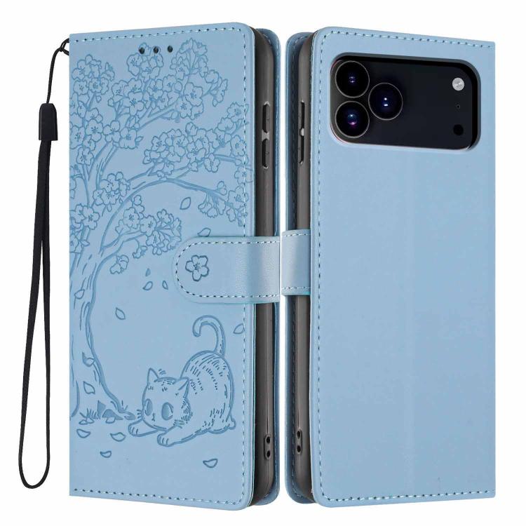 เคสโทรศัพท์หนังวีแกนปั๊มลายต้นไม้แมวแบบพับ สำหรับ iPhone 17e / 16e, สำหรับ iPhone 17 Pro Max, สำหรับ iPhone 17 Pro, สำหรับ iPhone 17, สำหรับ iPhone Air, สำหรับ iPhone 16 Pro Max