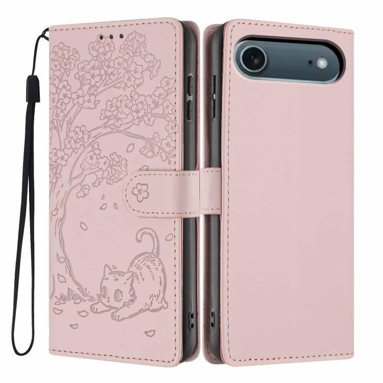 เคสโทรศัพท์หนังวีแกนปั๊มลายต้นไม้แมวแบบพับ สำหรับ iPhone 17e / 16e, สำหรับ iPhone 17 Pro Max, สำหรับ iPhone 17 Pro, สำหรับ iPhone 17, สำหรับ iPhone Air, สำหรับ iPhone 16 Pro Max