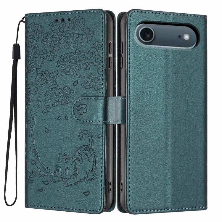 เคสโทรศัพท์หนังวีแกนปั๊มลายต้นไม้แมวแบบพับ สำหรับ iPhone 17e / 16e, สำหรับ iPhone 17 Pro Max, สำหรับ iPhone 17 Pro, สำหรับ iPhone 17, สำหรับ iPhone Air, สำหรับ iPhone 16 Pro Max