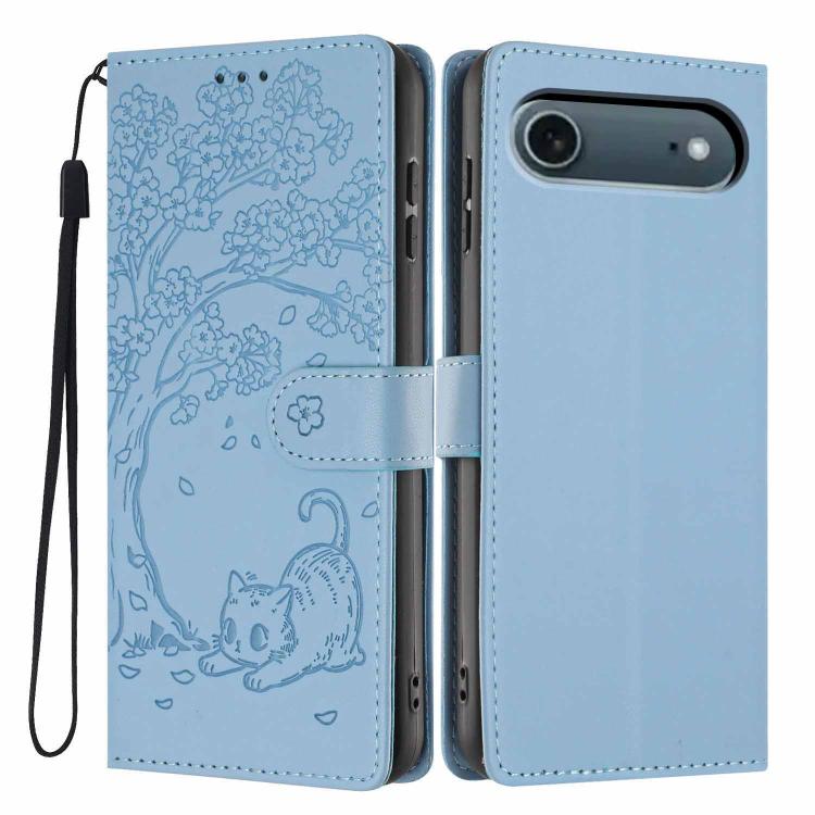 เคสโทรศัพท์หนังวีแกนปั๊มลายต้นไม้แมวแบบพับ สำหรับ iPhone 17e / 16e, สำหรับ iPhone 17 Pro Max, สำหรับ iPhone 17 Pro, สำหรับ iPhone 17, สำหรับ iPhone Air, สำหรับ iPhone 16 Pro Max