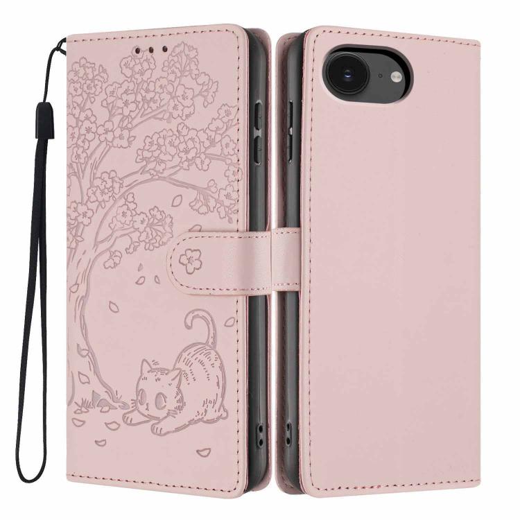 เคสโทรศัพท์หนังวีแกนปั๊มลายต้นไม้แมวแบบพับ สำหรับ iPhone 17e / 16e, สำหรับ iPhone 17 Pro Max, สำหรับ iPhone 17 Pro, สำหรับ iPhone 17, สำหรับ iPhone Air, สำหรับ iPhone 16 Pro Max