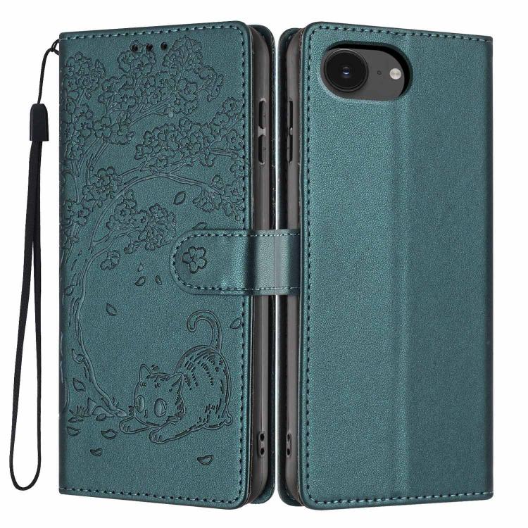 เคสโทรศัพท์หนังวีแกนปั๊มลายต้นไม้แมวแบบพับ สำหรับ iPhone 17e / 16e, สำหรับ iPhone 17 Pro Max, สำหรับ iPhone 17 Pro, สำหรับ iPhone 17, สำหรับ iPhone Air, สำหรับ iPhone 16 Pro Max