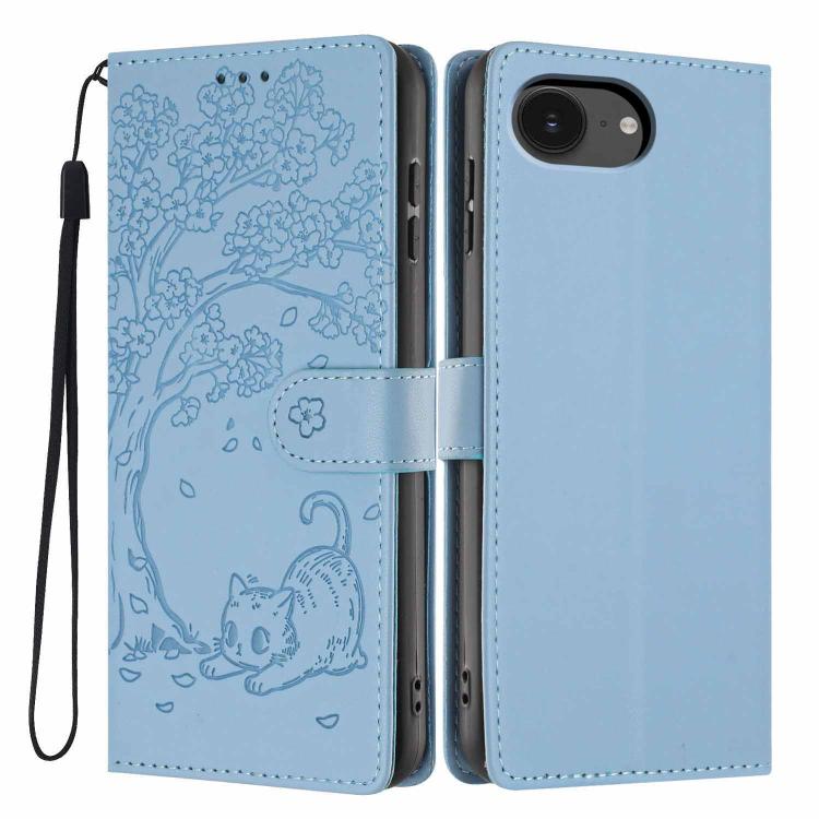 เคสโทรศัพท์หนังวีแกนปั๊มลายต้นไม้แมวแบบพับ สำหรับ iPhone 17e / 16e, สำหรับ iPhone 17 Pro Max, สำหรับ iPhone 17 Pro, สำหรับ iPhone 17, สำหรับ iPhone Air, สำหรับ iPhone 16 Pro Max