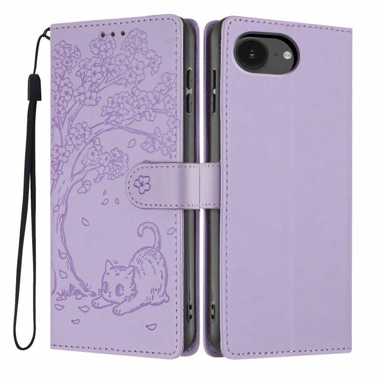 เคสโทรศัพท์หนังวีแกนปั๊มลายต้นไม้แมวแบบพับ สำหรับ iPhone 17e / 16e, สำหรับ iPhone 17 Pro Max, สำหรับ iPhone 17 Pro, สำหรับ iPhone 17, สำหรับ iPhone Air, สำหรับ iPhone 16 Pro Max