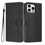 เคสโทรศัพท์หนังวีแกนปั๊มลายต้นไม้แมวแบบพับ สำหรับ iPhone 16 Pro, สำหรับ iPhone 16 Plus, สำหรับ iPhone 16, สำหรับ iPhone 15 Pro Max, สำหรับ iPhone 15 Pro, สำหรับ iPhone 15 Plus