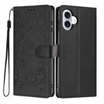 เคสโทรศัพท์หนังวีแกนปั๊มลายต้นไม้แมวแบบพับ สำหรับ iPhone 16 Pro, สำหรับ iPhone 16 Plus, สำหรับ iPhone 16, สำหรับ iPhone 15 Pro Max, สำหรับ iPhone 15 Pro, สำหรับ iPhone 15 Plus