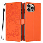 เคสโทรศัพท์หนังวีแกนปั๊มลายต้นไม้แมวแบบพับ สำหรับ iPhone 16 Pro, สำหรับ iPhone 16 Plus, สำหรับ iPhone 16, สำหรับ iPhone 15 Pro Max, สำหรับ iPhone 15 Pro, สำหรับ iPhone 15 Plus